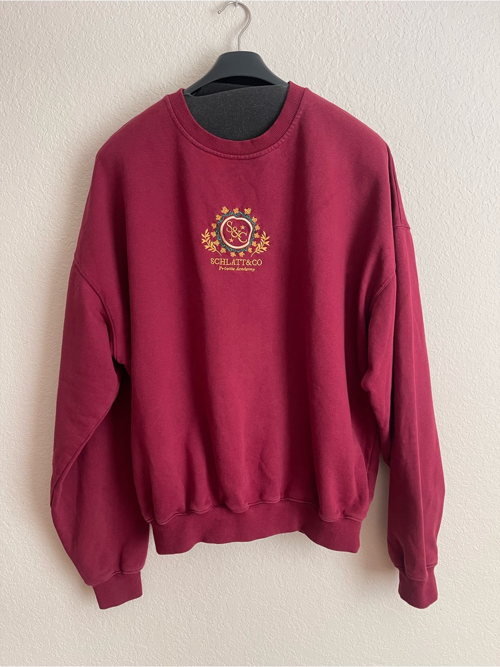 Rare Schlatt & Co Private Academy Crewneck Sweatshirt Maroon Jschlatt Merch XL 2